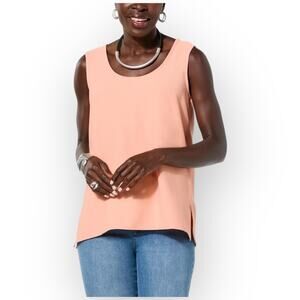 NWT $60 Retail WynneLayers Capsule Drapey Twill Tank Top XS Peach Coral